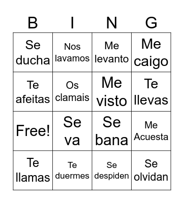 Spanish review Bingo Card