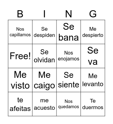 Spanish III Bingo Card