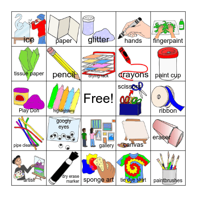 Tools and Materials Used in Art Bingo Card