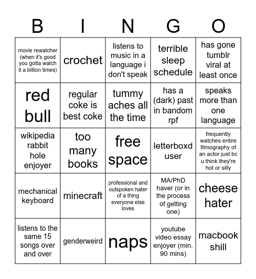 bobby Bingo Card