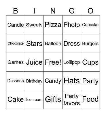 Aruna’s First Birthday Bash Bingo Card