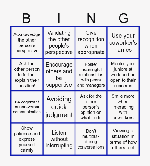 TEAM EMPATHY Bingo Card