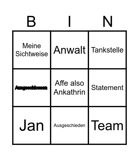 Statement Bingo Card