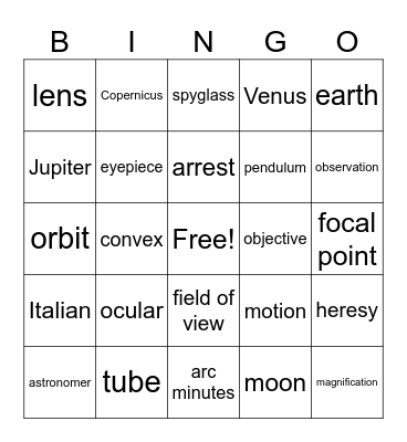 Galileo: Week 5 Bingo Card