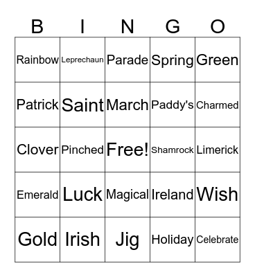St. Patricks Day  Bingo Card