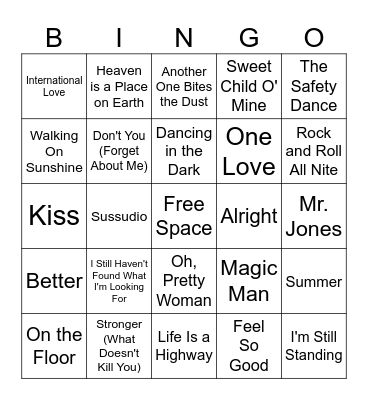 SH Music Bingo #10 Bingo Card