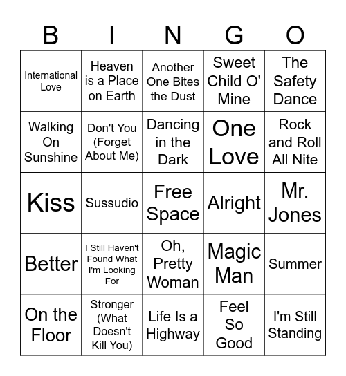 SH Music Bingo #10 Bingo Card