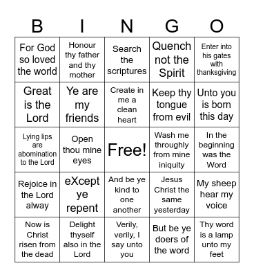 Bible Bingo Card