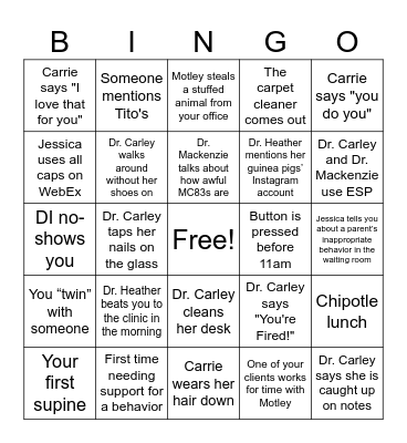 Boys Town Bingo Card