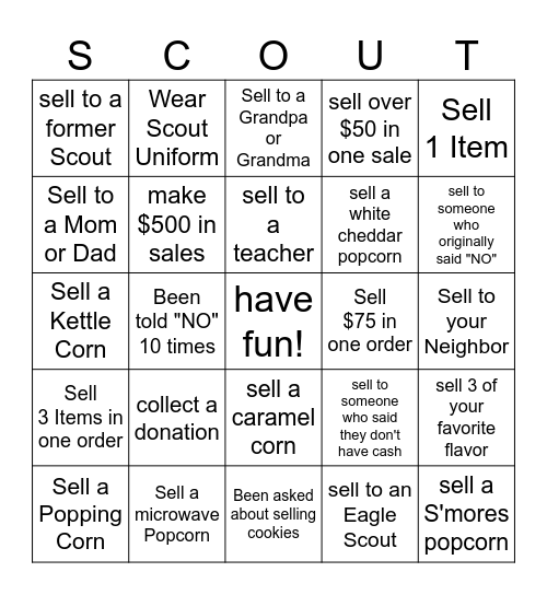 POPCORN Bingo Card