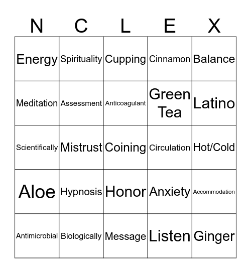 NCLEX Bingo Card