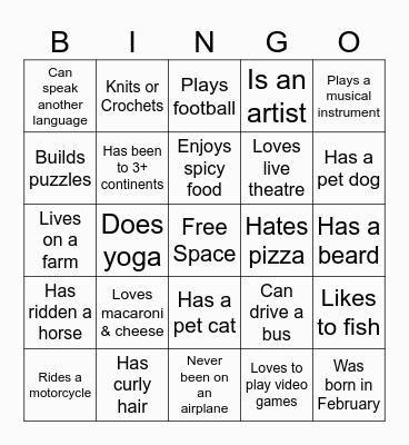 Staff Picnic Bingo Card