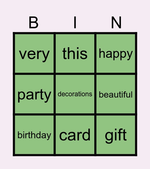 Arabic - Happy Birthday Bingo Card