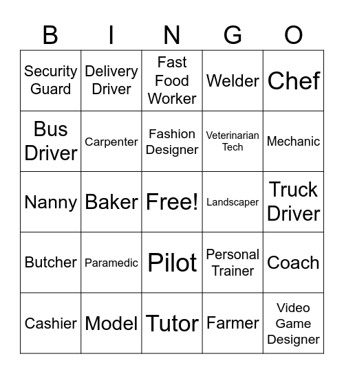 Career Bingo Card