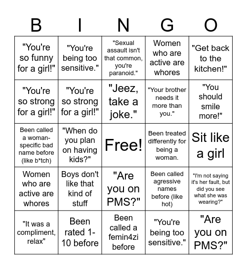 Wo-Man Bingo Card