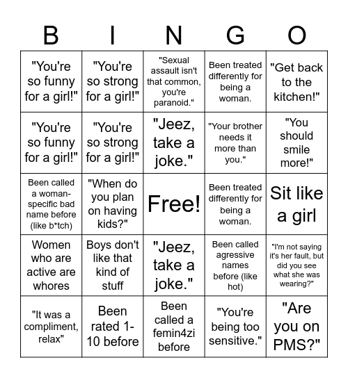 Wo-Man Bingo Card