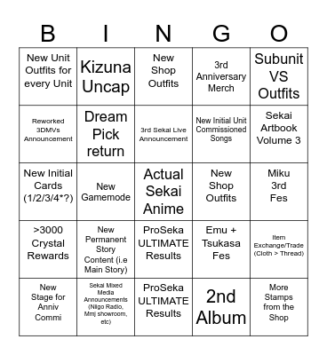 sekai anniv kekw Bingo Card