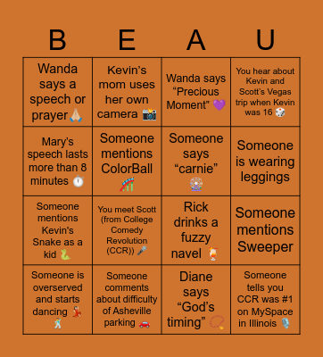 Meg+Kev’s Wedding Bingo Card