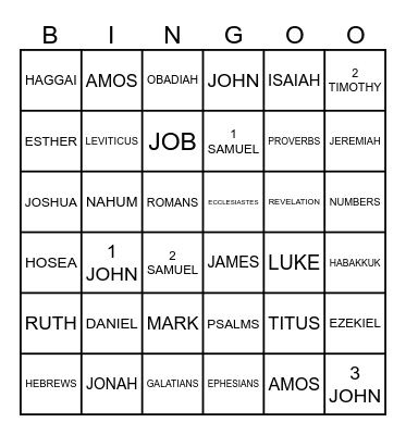BOOKS OF THE BIBLE BINGO Card