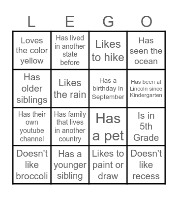 Find someone who... Bingo Card