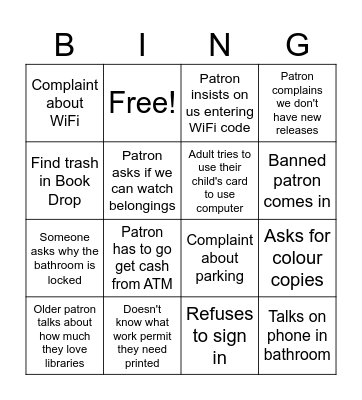 Library Bingo Card