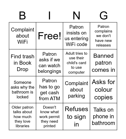 Library Bingo Card