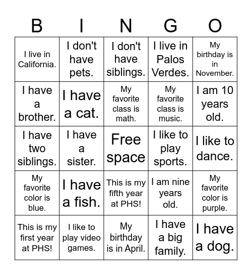 Untitled Bingo Card