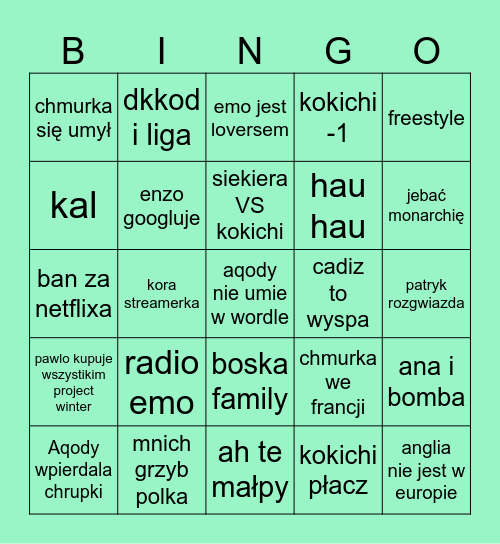 Plemię Orków Bingo Card