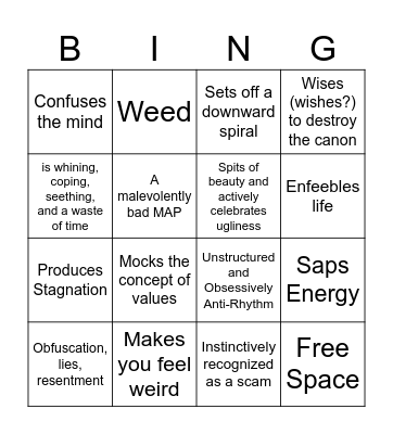 Bad Art Bingo (According to Twitter Facist) Bingo Card