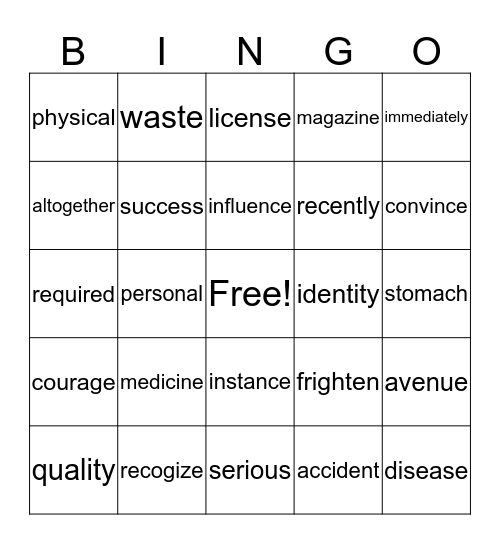 Untitled Bingo Card
