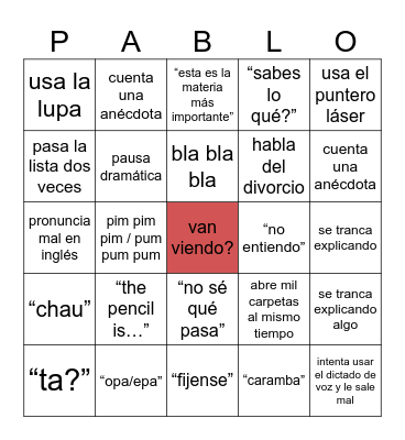 HHII Bingo Card