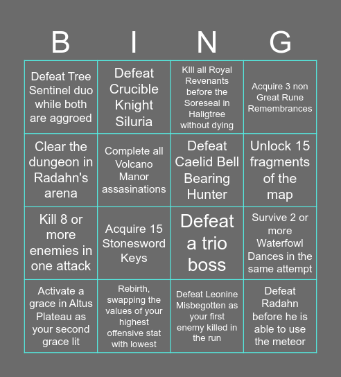 ELDEN RING Bingo Card