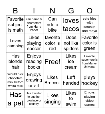 Get to Know You Bingo Card