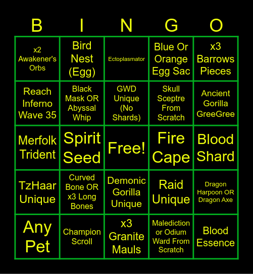 Ghoul's New Dawnn Bingo! >:) Bingo Card
