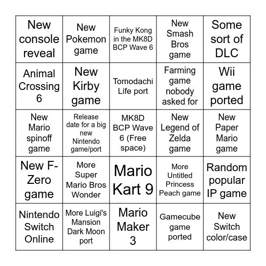 Nintendo Direct 13/09 Bingo Card : r/NintendoSwitch