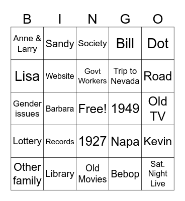 Dad Bingo Card