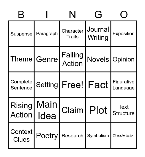 ELA Bingo Card