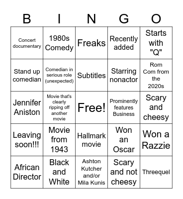 Jones Movie Bingo September 23 Bingo Card