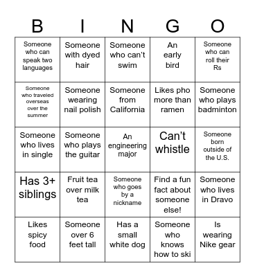 2023 ACS Speedfriending BINGO Card