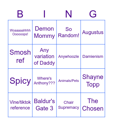 Clever Coop Game Night (Unhinged) Bingo Card