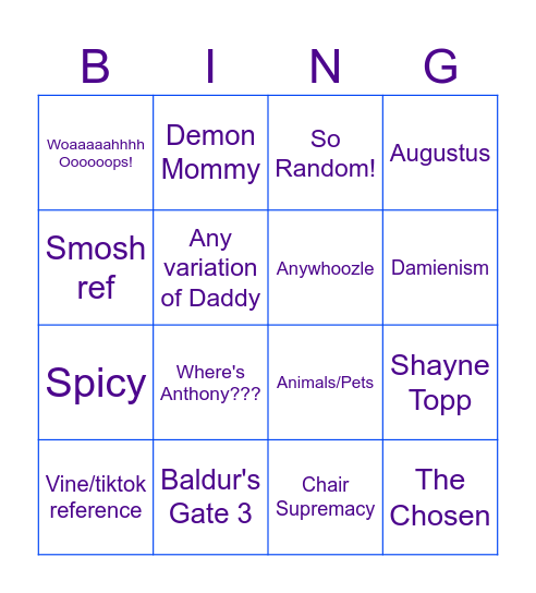 Clever Coop Game Night (Unhinged) Bingo Card