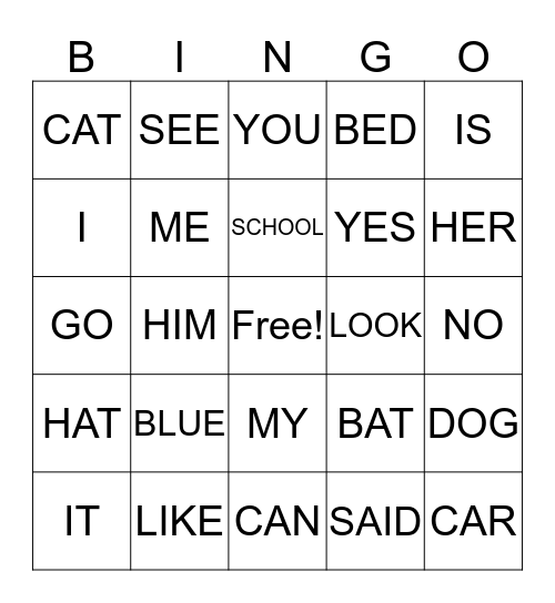 OUR WORDS Bingo Card