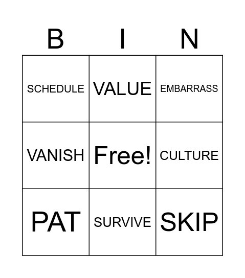 BK3 L1 Bingo Card