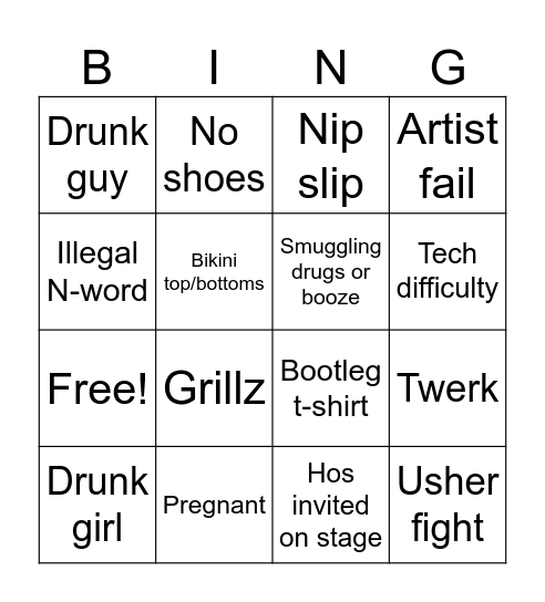 50Cent Bingo Card