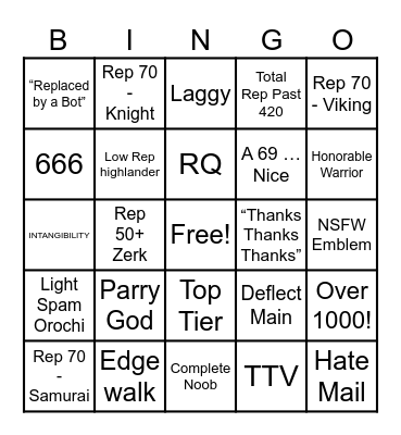 For Honor BINGO! Bingo Card