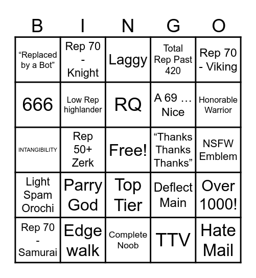 For Honor BINGO! Bingo Card