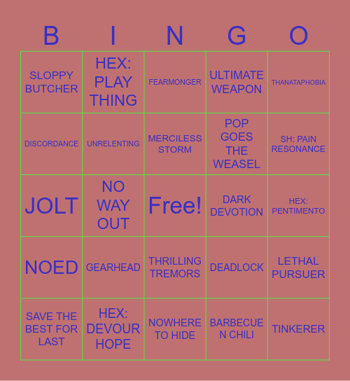 DBD BINGO Card