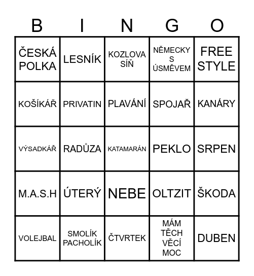 Pafka 60 Bingo Card