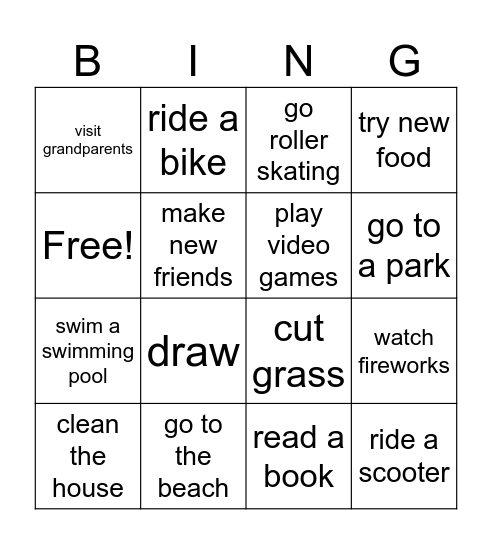 Summer bingo. Did you ...? Bingo Card