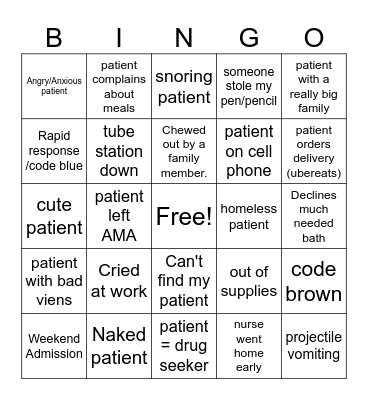 H4N Nurse & CNA Bingo Card